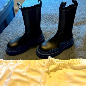 Bottega Veneta Black and Blue Combat Boots